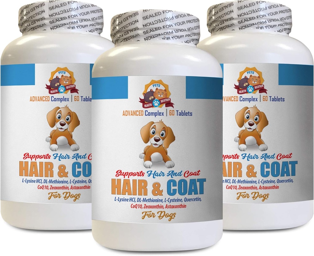 Immunboost til hunde - Hund Hår og Coat Sundhed - Hud Itch Relief - Nail Sundhed - Hund antioxidant Kosttilskud - 3 flasker (180 tabletter)