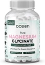 Organiske Ocean Pure Magnesium Glycinat med zink - Maksimal styrke Chelated Magnesium supplement til kvinder og mænd for muskelkramper og søvn støtte - 90 Capsule