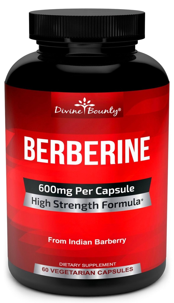 Divine Bounty Pure Berberine Complex - 600mg Per Capsule Berberine HCl Supplement - 60 Vegetariske Kapsler