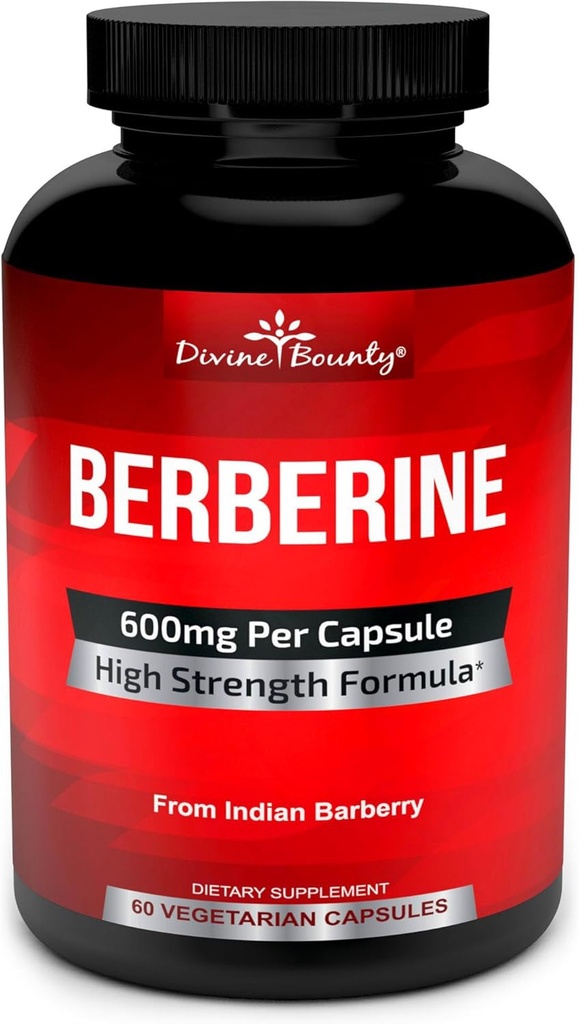 Divine Bounty Pure Berberine Complex - 600mg Per Capsule Berberine HCl Supplement - 60 Vegetariske Kapsler