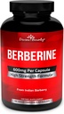 Divine Bounty Pure Berberine Complex - 600mg Per Capsule Berberine HCl Supplement - 60 Vegetariske Kapsler