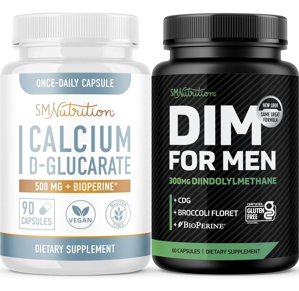 SMNutrition Mænds DIM tillæg med Calcium D- glucarate Note 124; Mandlig Hormon Balancing Bundle med DIM kompleks for mænd (60 Servere) og Vegan Gluten Free Non- GMO CDG supplement (90 Servere)
