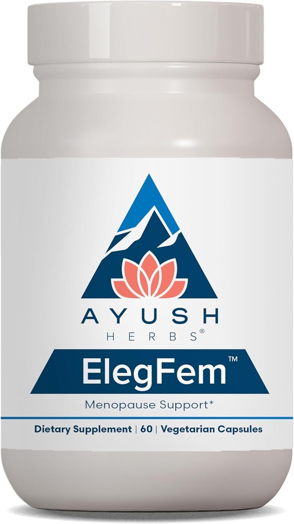 Ayush urter ElegFem - Menopause Kosttilskud til kvinder, Hormonbalance for kvinder, Perimenopause Naturlig Hormone Support, Hot Flash Support med Cohosh - 60 Vegetariske Kapsler (1 Greve)