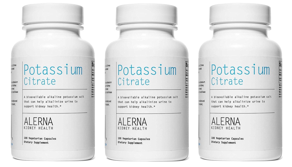 Kalium Citrate 99 mg - Understøtter elektrolytbalance og normal pH - Essential Mineral Nyre Stone Support Supplement - 100 vegetariske kapsler (pakke med 3)