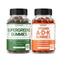 Supergreens Gummies (60 Gummies) Grønne Kosttilskud med 8 Ingredient Power Blend - Superfood for Immunity Support til voksne og ADK (60 Count) med D & K - 10 Vegan Supplement - Ikke GMO & USA Made