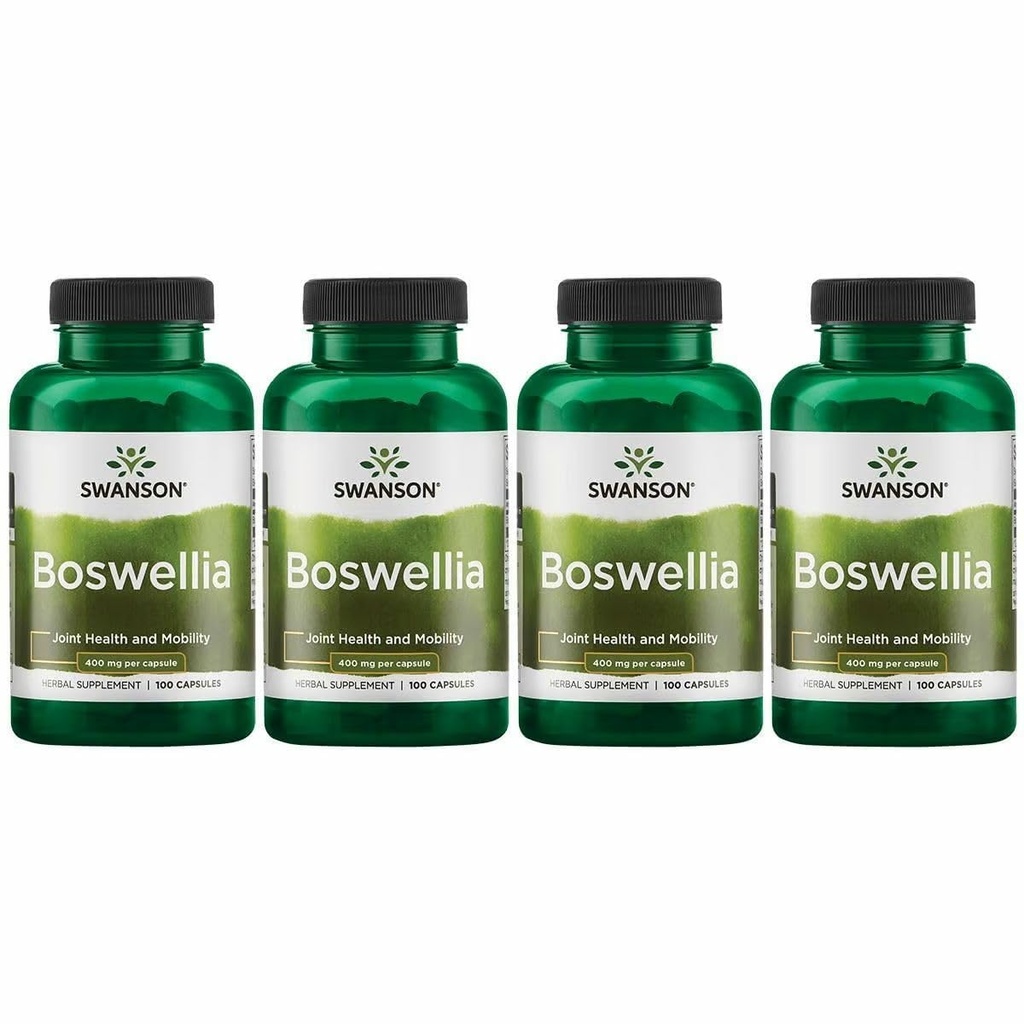 Swanson Boswellia - Herbal supplement Fremme af fælles støtte - Ayurvedic Herb til fælles fleksibilitet og mobilitetsstøtte - Lavet med Boswellia Serrata Resin - (100 kapsler) (4 Pack)