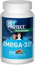 Pet Protect M / L hund Omega-3 tillæg, Proprietary Free Form Blend, Understøtter en normal inflammatorisk reaktion, Snit- Tip kapsler (250 Tæl)
