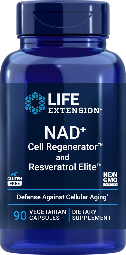 Life Extension NAD + Cell Regenerator og Resveratrol Elite, 90 Veg Caps