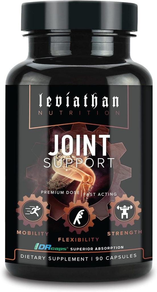 Leviathan Nutrition Fælles Support 124; Hjælper Reparation & Gendanne Joints til Comfort Mobilitet, Fleksibilitet, Styrke & Fælles Sundhed med Boswellia til hænder Tilbage Knæe og Joints til mænd og kvinder - 90 Kapsler