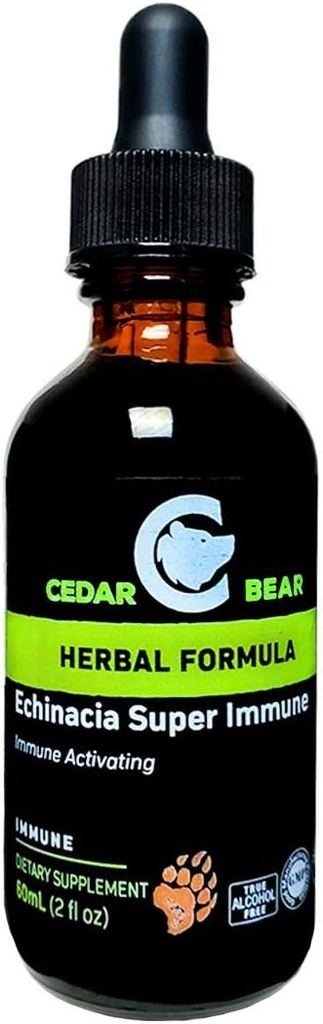 Cedar Bear Echinacea Super immun blend en flydende urte supplement, der øger dit immunsystem til at hjælpe med at opretholde hvide blodceller aktivitet og andre immunfunktioner 2 FL Oz