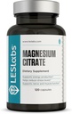 LES Labs Magnesium Citrate - Stress Relief, afslappende søvn, hjerte sundhed, stofskifte, nerve & muskelfunktion - Non- GMO supplement - 120 kapsler