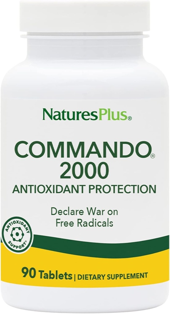 Natures Plus Commando 2000- 90 tabletter - Antioxidant Protection - Understøtter Brain, Circulatory Function & Immunsystem - Vegetarisk, Gluten Free - 45 Serveringer