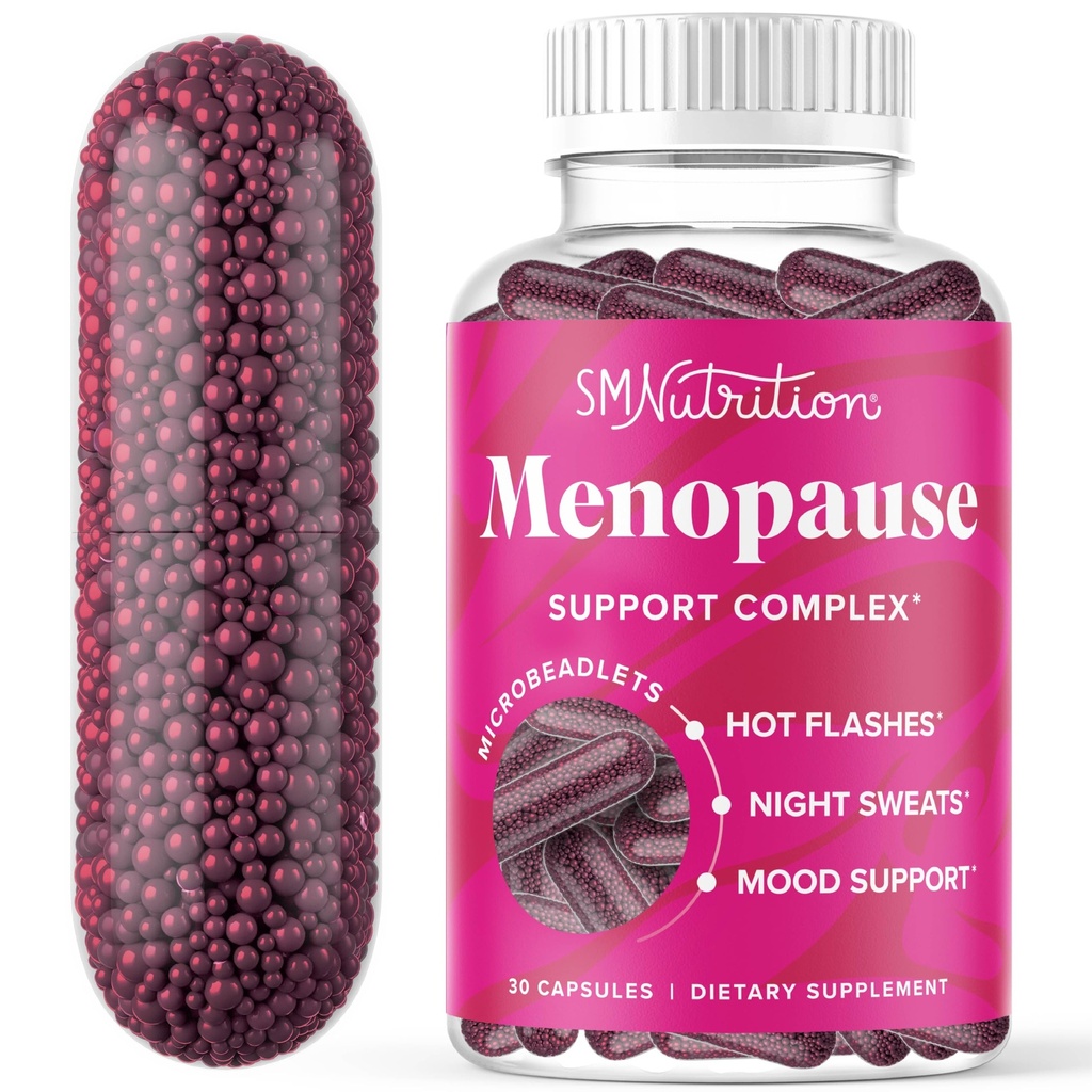 Menopause Vitaminer Beadlets med Black Cohosh, Red Clover & Mere; Hot Flashs, Night Sweats & Mood Support Shue 124; Menopause Kosttilskud til kvinder med Dong Quai, Chaste Tree Berry & DIM Shue 124; Non- GMO 30ct