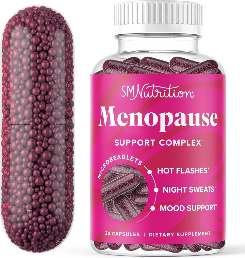 Menopause Vitaminer Beadlets med Black Cohosh, Red Clover & Mere; Hot Flashs, Night Sweats & Mood Support Shue 124; Menopause Kosttilskud til kvinder med Dong Quai, Chaste Tree Berry & DIM Shue 124; Non- GMO 30ct