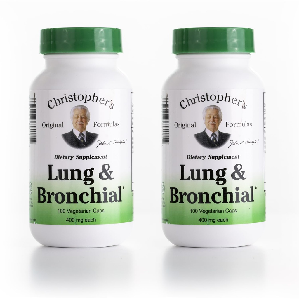 Christopher 's Original Formulas Lung & Bronchial Formel - Lung Cleanse for Rygere - Understøtter Respiratory System med Synergistic Blend of Herbs - Pakke af 2