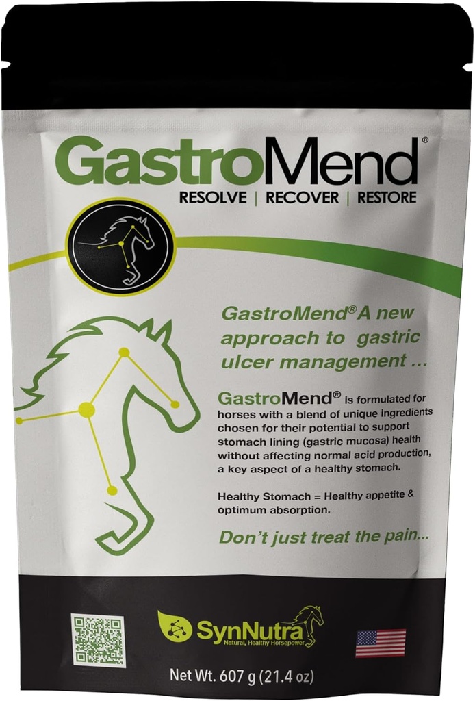 GastroMend ® GastroMend Health Supplement for heste, 100% Natural, fremmer Mave og Gut sundhed i heste, Cost-Effektiv fordøjelse Wellness, 60 Servere pr Pouch, Lavet i USA