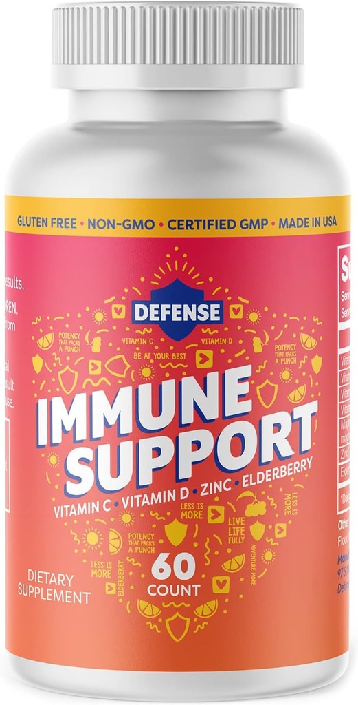 Supplement for voksne: 124; 30 dages forsyning af 124; Immunitet Booster for mænd og kvinder med C-vitamin, zink, hyldebær, og D-vitamin, Daglig antioxidant Boost, Non GMO, Gluten- fri