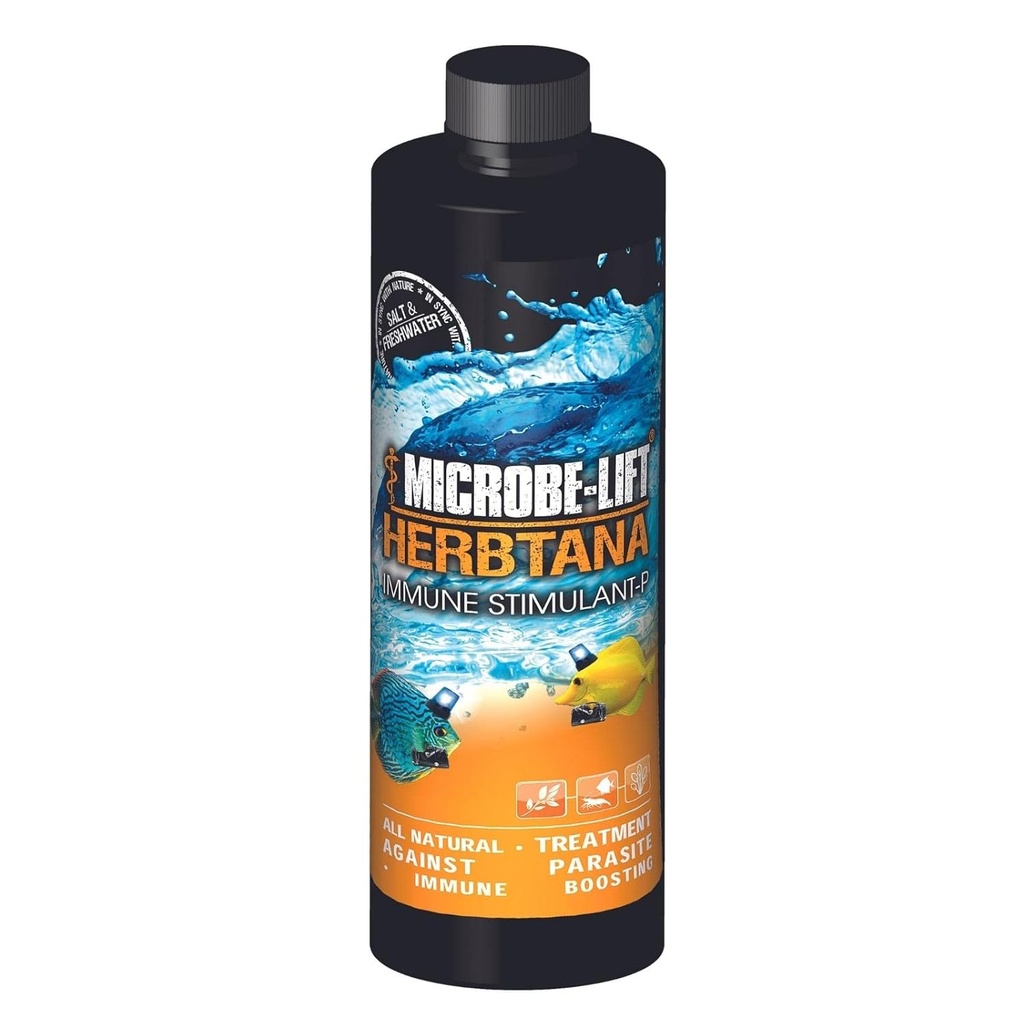 MICROBE- LIFT Herbtana immunbooster og naturlige parasit Remover til ferskvand og Saltvand Home Aquariums og fisk tanke, 16 Ounces