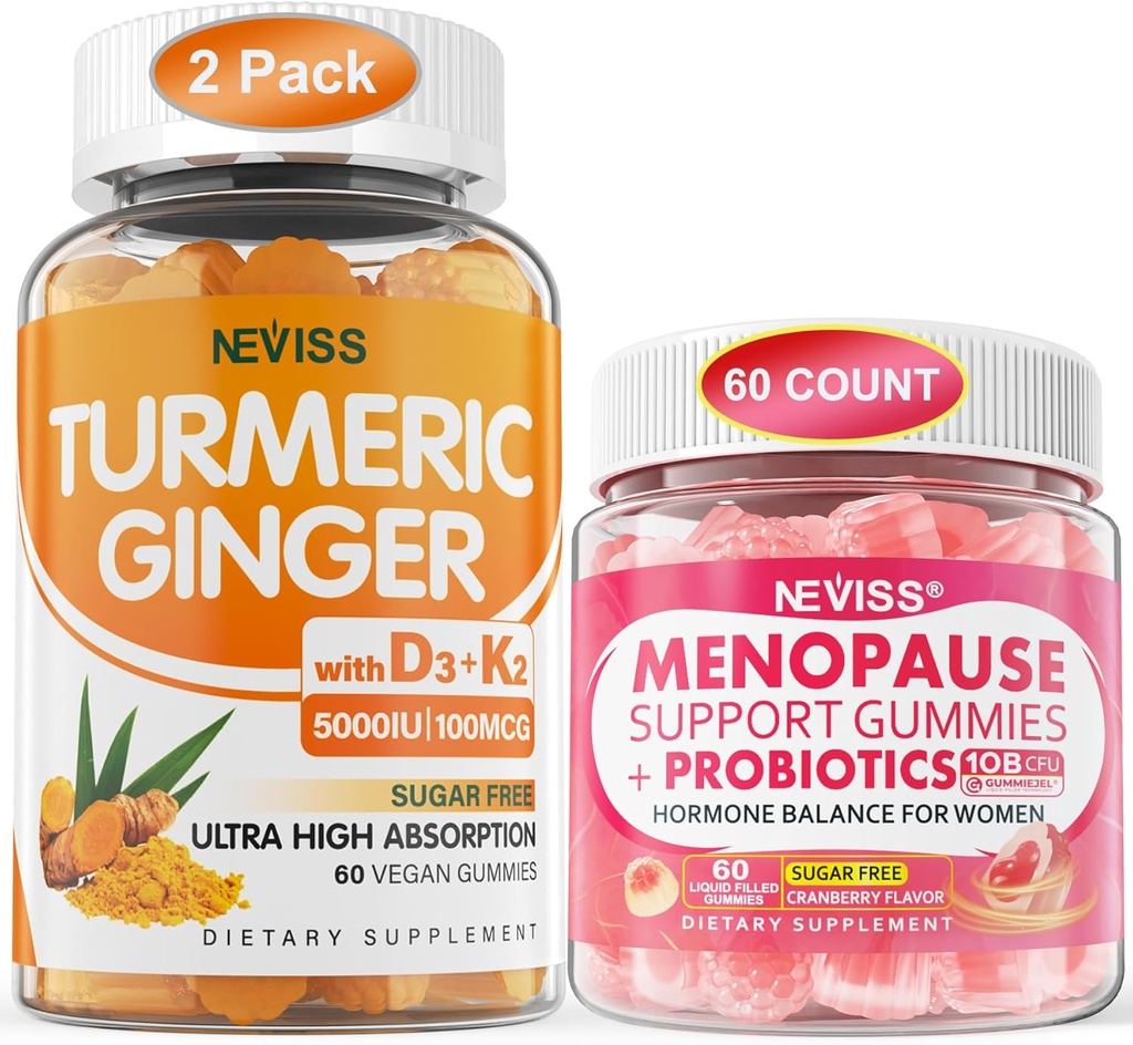 2 Pack Gurkemeje Gummies + 1Pack Menopause Supplement Fyldt Gummies