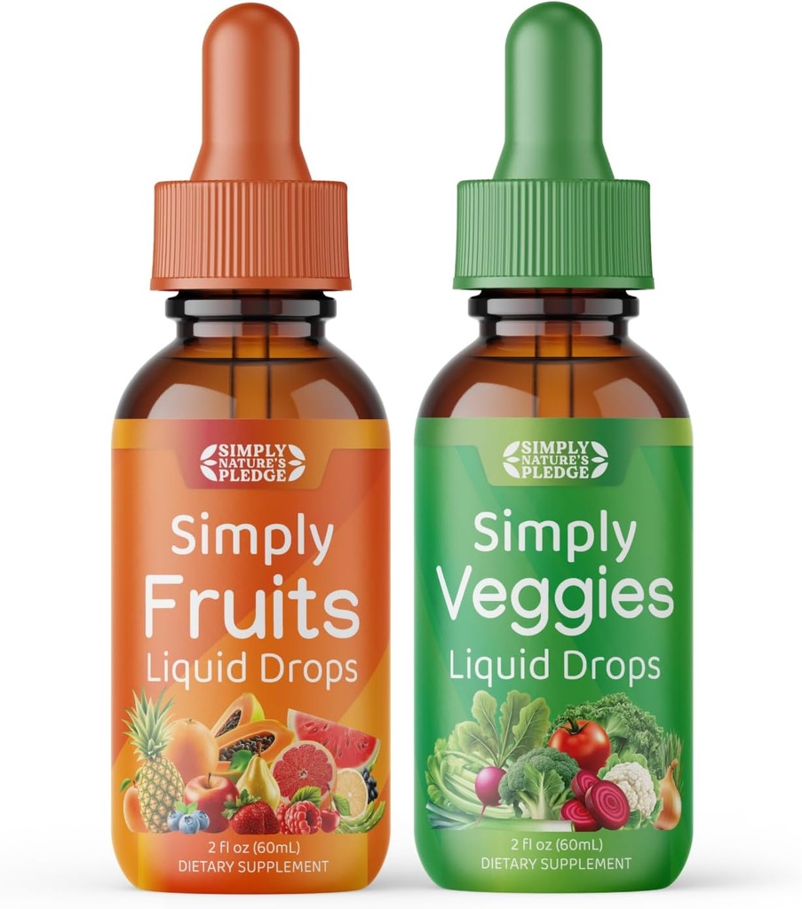 Simply Nature 's Pledge - Frugt og grøntsager kosttilskud - Flydende dråber - Lavet med hele fødevarer Superfood, Pakkede Vitamin & Mineraler - Soja Free - Made in USA