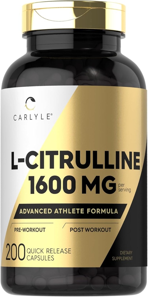 Carlyle L Citrullin Supplement: 124; 1600mg; 124; 200 Powder Kapsler: 124; for mænd og kvinder: 124; Advanced Atlete Formel: 124; Non- GMO & Gluten Free