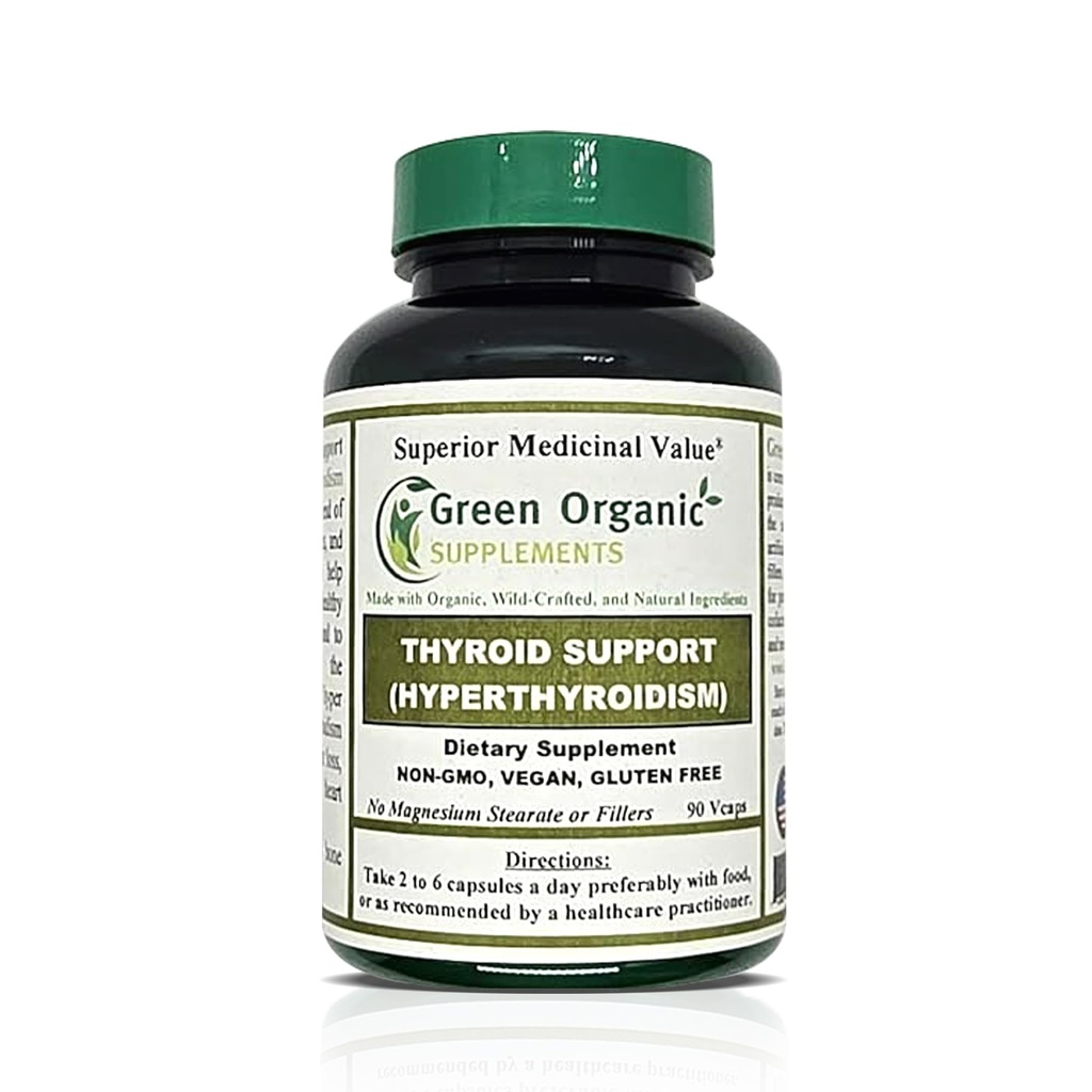 Grøn Økologisk Kosttilskud Thyroid & Hyperthyroidisme, Høj Absorberbar, Non- GMO, Gluten- Free