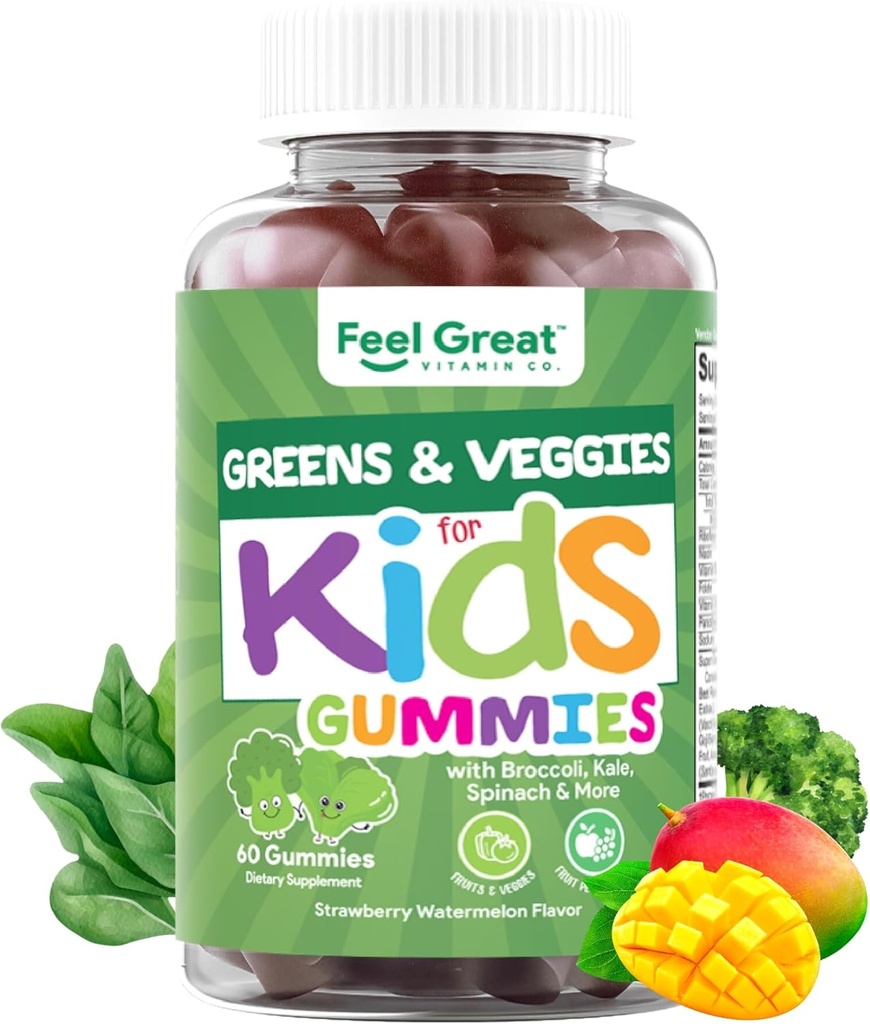 Feel Great Super Green Gummies for Kids Note 124; Frugt og Grøntsager Gummies