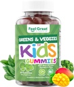 Feel Great Super Green Gummies for Kids | Fruit and Vegetable Gummies | Vegan Veggie Gummy Multivitamin for Kids | Veggie Fiber Supplement | 60 Count