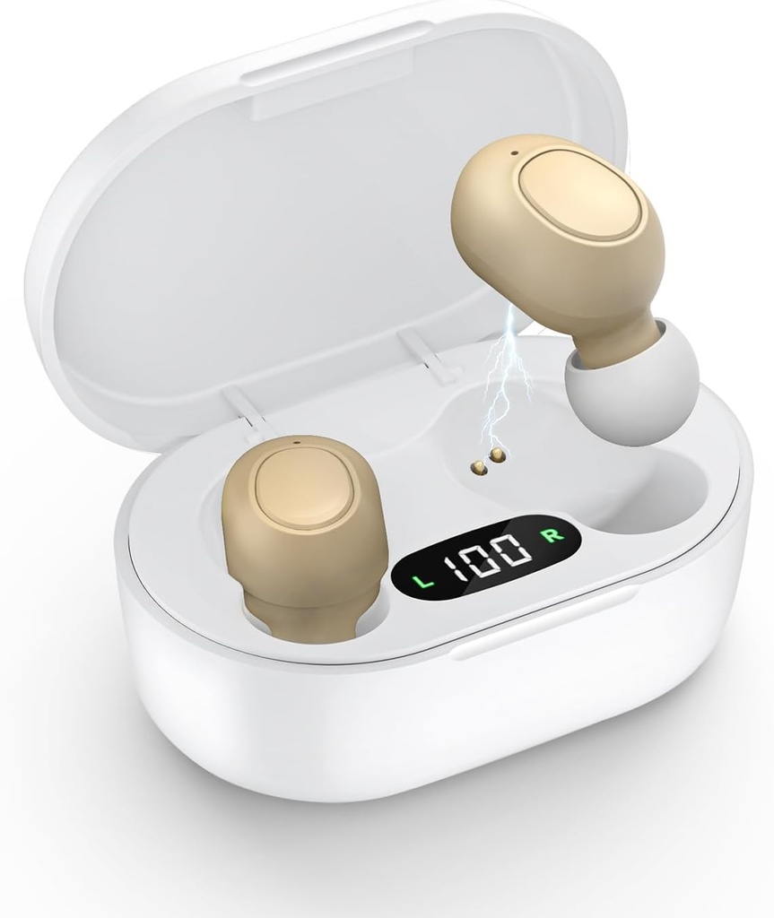 Høreapparater til seniorer - høreapparater, der kan genoplades for høretab med intelligent støjreduktion, Usynlig Audienhøreforstærker med lydstyrkeregulering og transportabel opladning