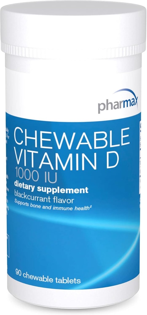 Pharmax Chewable Vitamin D (1000 IU) | Supports Development and Maintenance of Bones and Teeth | 90 Chewable Tablets