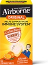 Airborne 1000mg C-vitamin tyggetabletter med zink, immunsupporttillæg med stærke antioxidanter Vitamin A C & E - 64 tyggetabletter, Citrus Flavor