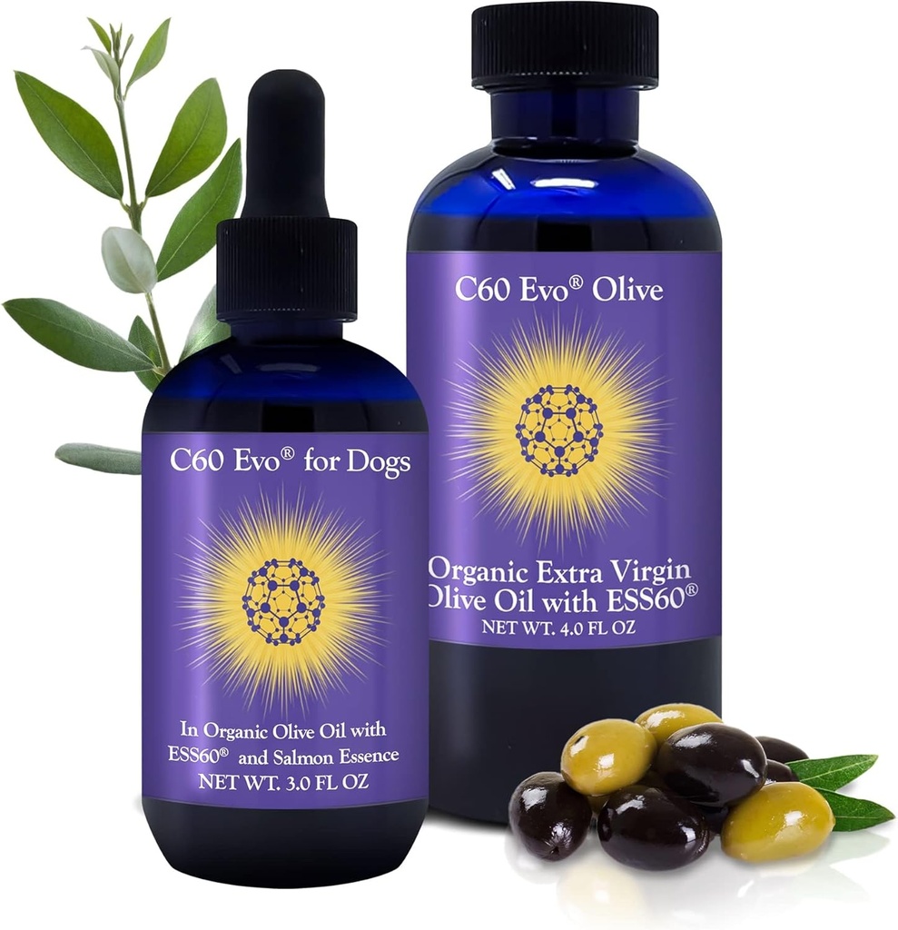 Dog Lover Set - A Bottle for Each of You, Pure ESS60 in Extra Virgin Olive Oil for Humans and Canines, Dog Supplements, Must-Have Pet Supplies and Dog Products