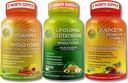 Komplet Plant- baseret antioxidant & immunsupportbundle - Liposomal Vitamin C 1500mg + Liposomal Glutathion 500mg + Quercetin med Bromelain, Zink & C - Vegan, Forbedret Absorption Formula