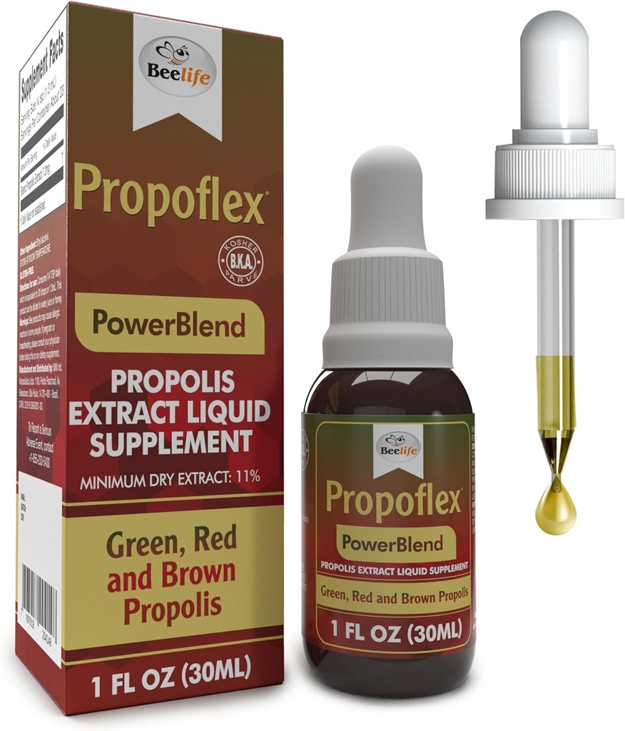 Beelife Propolis Extract, Power Blend Green, Red & Brown Propolis - 100% Pure Extract Bee Propolis Tincture, High Artepillin- C Nivels - Natural Antioxidant, Immunsupport- fra Brasilien (30ml / 1Fl.Oz)