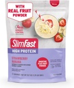 SlimFast High Protein Smoothie Mix Plus Fruit Powder, High Protein Meal Erstatning Powder, Fiber, C-vitamin, 21 Servere, 1.29 Pounds, Strawberry Banana (Packaging May Vary)