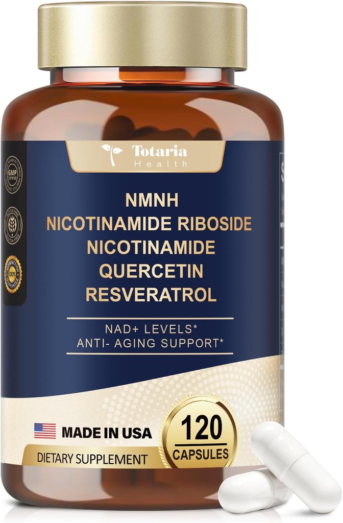 NMNH (Dihydronicotinamid Mononucleotid), Premium NMN Alternativ tillæg med Flash- Free Niacinamid (vitamin B3), Quercetin, og Trans- Resveratrol, 120 Kapsler