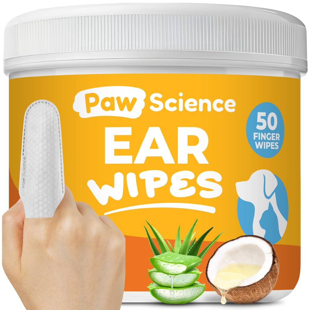 Hund Ear Cleaner Tjorter - Finger Tjorter til hunde & katte - Rengøring, lindring, & deodorizing Itchy Ears - Pet Ear Relief Solution (kokos)