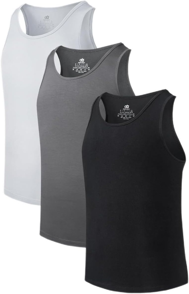 DAVID ARCHY Mænds Tank Top Bambus Rayon Undershirts Tank Shirt Fugt -Wicking A-Shirt til mænd, 3 eller 5 Pack