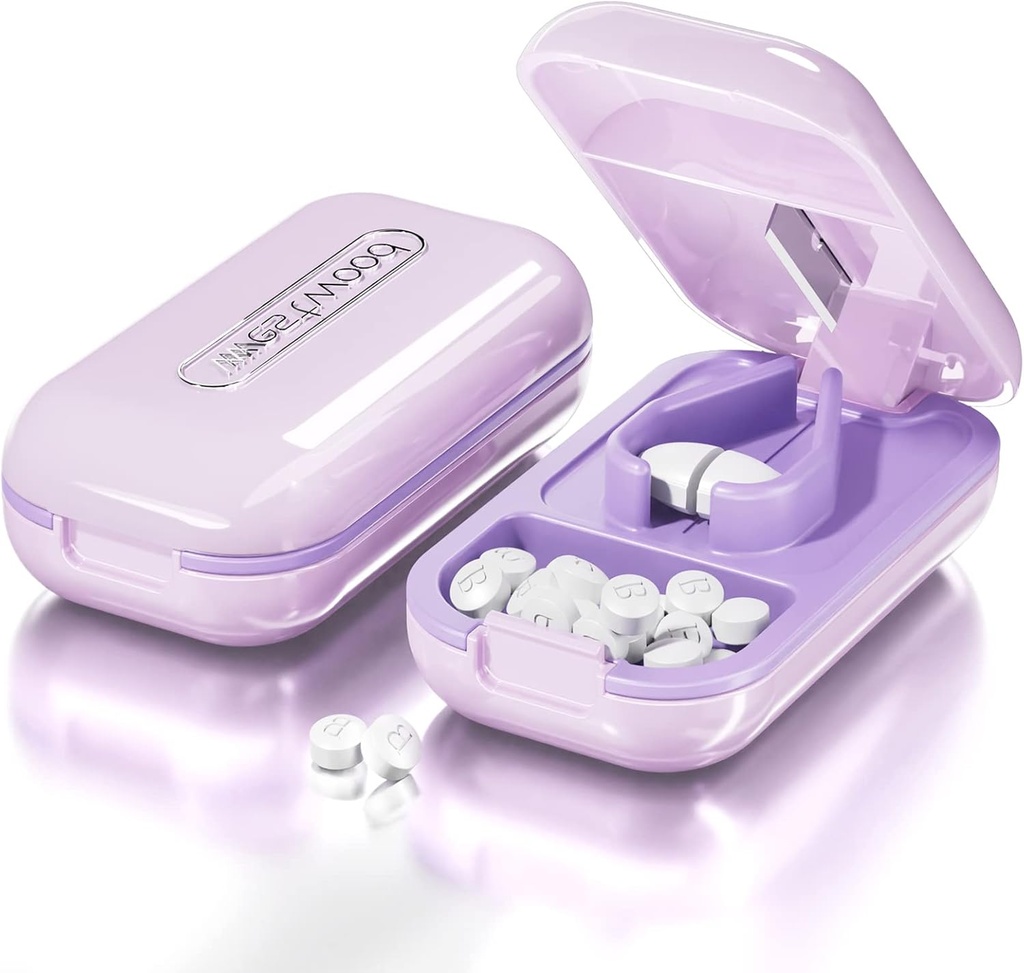 DUBSTAR Small Pill Cutter, Pill Cutter Splitter for Small and Tiny Pills, Portable Pretty Pill Cutters for Large Pills, Cuts Vitamins Tablets for Purse Pocket (Pill Cutter, Purple)
