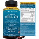 Viva Naturals Antarktiske Krill Oil Omega 3 Kosttilskud 1250 mg - DHA EPA Omega-3 & Astaxanthin Koncentration for fælles sundhed, Ingen fisk Burp - 60 Krill Oil Kapsler
