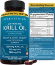 Viva Naturals Antarktiske Krill Oil Omega 3 Kosttilskud 1250 mg - DHA EPA Omega-3 & Astaxanthin Koncentration for fælles sundhed, Ingen fisk Burp - 60 Krill Oil Kapsler