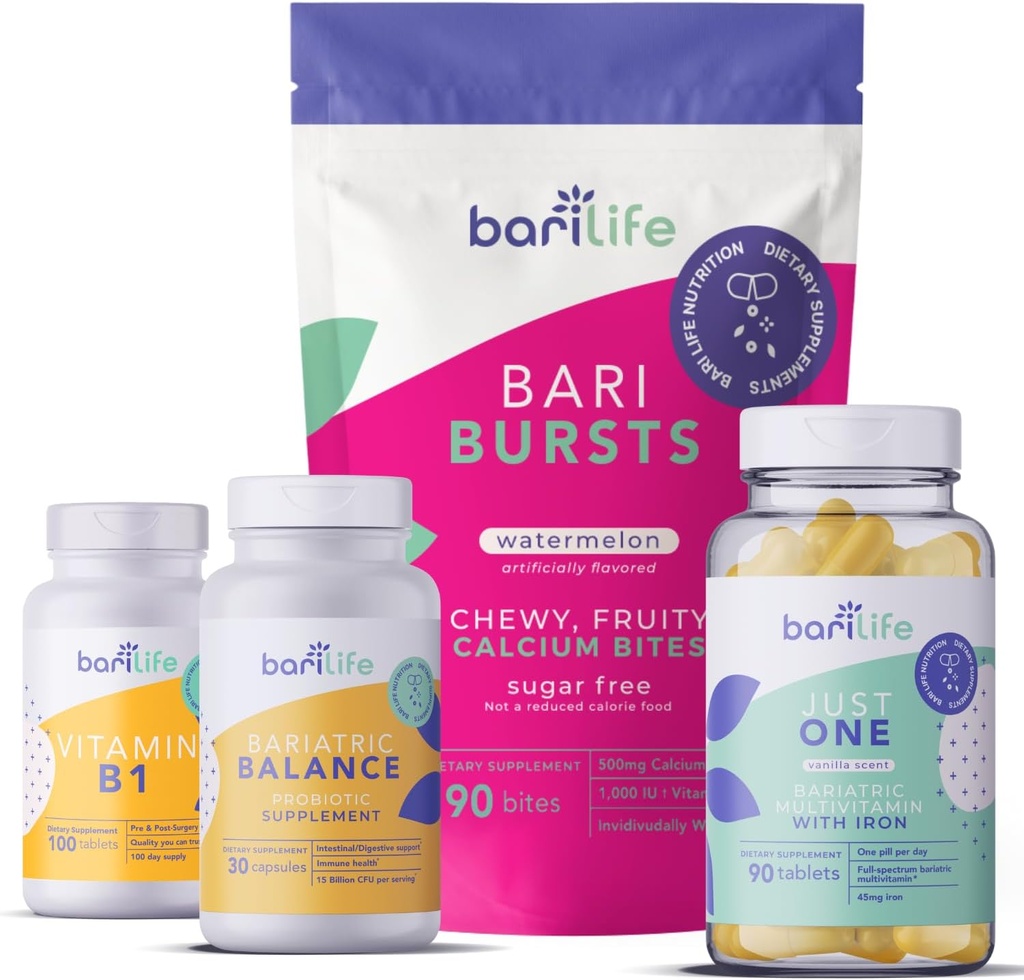 Bari Life Post- Op, Gastric Sleeve, Gastric Bypass Vitamin og supplement Starter Kit (Watermelon)