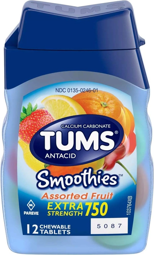 Tums Smoothies Antacida Calcium Supplement, 12 ct