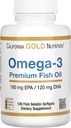 California Gold Nutrition Omega-3 Premium Fish Oil, Koncentreret formel med EPA & DHA, Støtte til Optimal Lipid Profile & Immunsystem, Gluten Free, Non- GMO, 100 Fish Gelatine Softgels