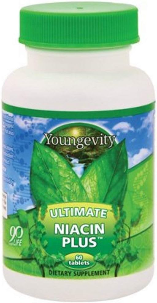 Youngevity Ultimate Niacin Plus ™ - 500 mg med Proprietary Blend of Arjuna Bark, Hawthorn Berry, & Nattokinase - 60 tabletter (pakning med 1 pakke)