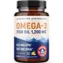 Triple Strength Omega 3 Fish Oil 1200 mg Mec 124; EPA & DHA Mea 124; Wild Caught, Sustainable Sourced Omega-3 Fedtsyre Mea 124; Premium Burpless Fish Oil Supplements
