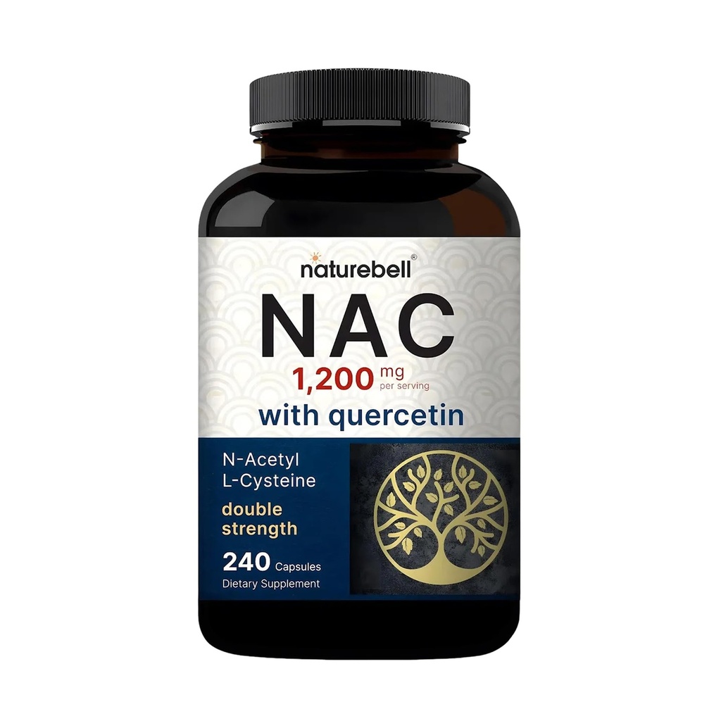 NatureBell NAC Supplement 1200mg Per Serving Medic124; 240 kapsler, N- Acetyl Cysteine med Quercetin Medic124; Double Strength - Support for immun, lever, & Lung Health