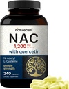 NatureBell NAC Supplement 1200mg Per Serving Medic124; 240 kapsler, N- Acetyl Cysteine med Quercetin Medic124; Double Strength - Support for immun, lever, & Lung Health