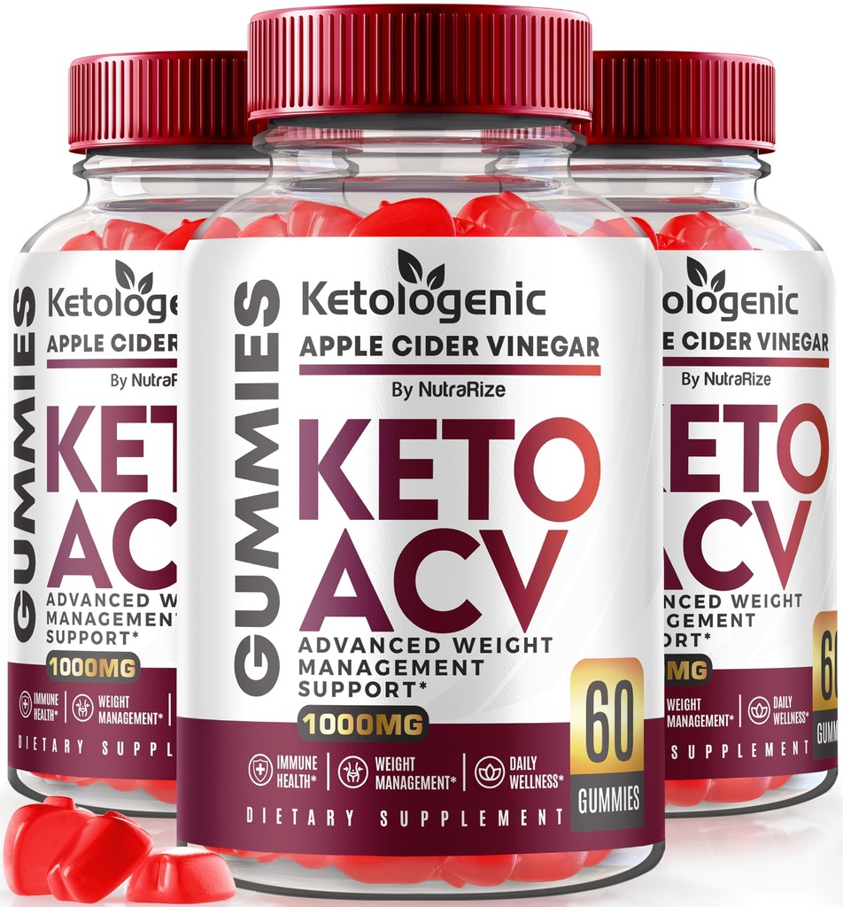 NutraRize (pakke af 3 Ketologen Keto ACV Gummies Advanced Weight Loss, Detox Formel, Apple Cider Vincile Supplement (180 Gummies)