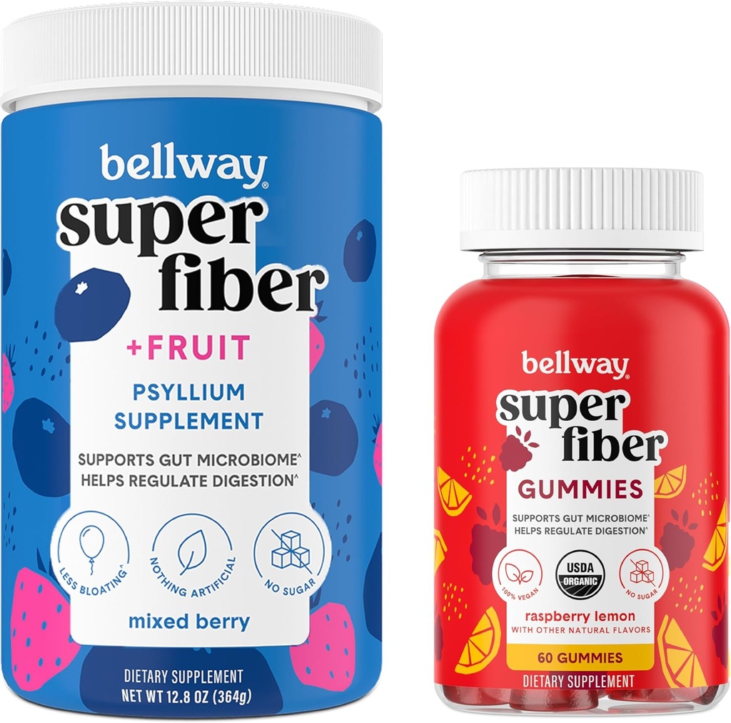 Bellway Super Fiber Powder + Frugt, Blandede Berry Super Fiber Gummies